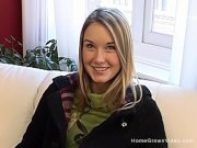 Adorable blonde amateur teen rubs her hairless pussy 1/16