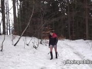 Desperate pee babes want to release their piss streams even in snowy winter 13/16