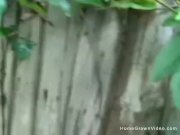 Big tit girlfriend giving a handjob outside by the pool 4/16