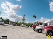 Roadside - ebony chick has sex in a truck with her mechanic 7/16