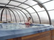 OLD4K. Angie Moon receives a lot of cum in mouth from old lover 1/16