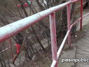 Naughty girls found a good spot to pee next to their neighbours place 11/16