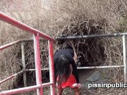 Naughty girls found a good spot to pee next to their neighbours place 12/16