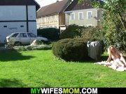 Old busty blonde mother inlaw rides his cock outside 4/16