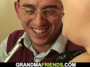 Two dudes film old threesome orgy with mature plumper 6/16