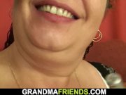 Two dudes film old threesome orgy with mature plumper 9/16