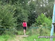 Peeing babes empty their bladders in a park 10/16