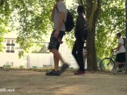 Jeny Smith walks the streets naked with only painted pants. Shocking footag 12/16