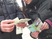 HUNT4K. Busty brunette gets her shaved cunt fucked for cash 7/16