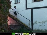 Cheating outdoor sex with girlfriends old blonde mother 16/16