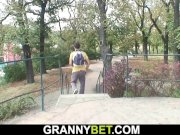 Injured hairy pussy granny rides his young cock 4/16