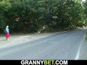 Picked up old granny gets her hairy cunt fucked 1/16