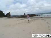 Asian hottie blows her man at the beach 7/16