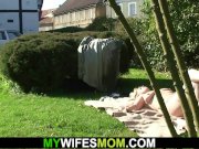 Doggystyle fucking old blonde mother-in-law outdoors 11/16