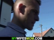 Doggystyle fucking old blonde mother-in-law outdoors 6/16
