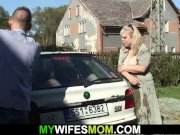 Doggystyle fucking old blonde mother-in-law outdoors 9/16