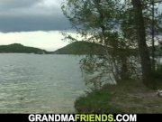 Mature double penetration on the beach 1/16