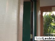 Ebony babe Lotus gets dirty with busty blonde Nikki 3/16