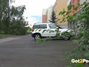 Blonde Pissing Next To A Parked Car 16/16