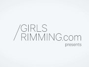 Crazy Threesome Rimming with Brunette and Black Hair Beauties 1/16