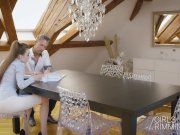 Crazy Threesome Rimming with Brunette and Black Hair Beauties 2/16