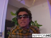 Lucky cameraman gets a blowjob from two Asian hotties 3/16