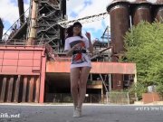 Jeny Smith is walking naked through an abandoned factory. 1/16