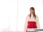 Big titty babe gets drenched in cum from a 7 guy gangbang 4/16