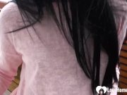 Horny babe fingers her tight wet pussy 2/16