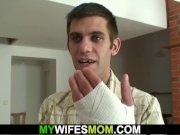 Very old blonde granny rides his big meat 3/16