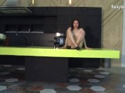 Young gymnast with beautiful breast performing splits, bridge and more.. 6/16