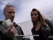 HUNT4K. Cuckold allows blonde girl touch stranger’s dick for cash 2/16