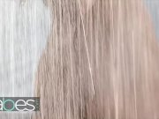 Two big tit wet lesbians rub their teen pussies in the rain - BABES 3/16