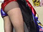 Harley Quinn footjob in black pantyhose 16/16