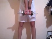 Skinny Teen Stretching And Working Out Naked 1/16