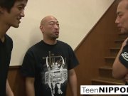 Slutty teen fucks and sucks a whole room of guys 3/16