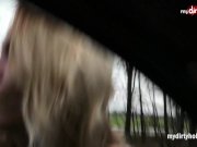 MyDirtyHobby - Amateur blonde outdoor sex in a car 3/16