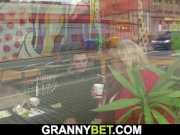 Smart guy picks up huge grandma in the cafe 6/16