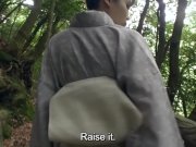 JAV outdoor exposure in kimono followed by blowjob Subtitles 3/16