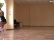 Super flexible Tonya making gymnasts positions before the camera. 6/16