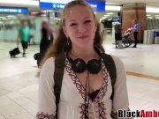 Nubile Luna unknowingly casting for first interracial facial 1/16