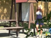 Gorgeous Blonde Pisses From A Picnic Table 2/16