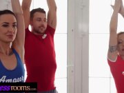 Fitness Rooms Freya Dee and Jennifer Amilton fight for trainer creampie 1/16