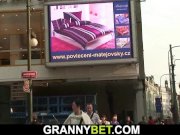 He helps busty blonde granny and gets hot blowjob in return 1/16