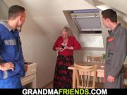 Big tits blonde grandma rides and sucks at same time 11/16