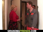 Big tits blonde grandma rides and sucks at same time 2/16