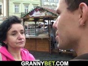 He picks 70 years old brunette granny from the street 2/16