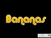 Two hot lesbians share a banana before making each other cum 4/16