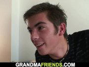 Verty old blonde granny takes two cocks from both sides 5/16