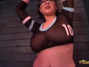 Tessa Fowler ready to cheer shaking her big pair of melons for the game 2/16